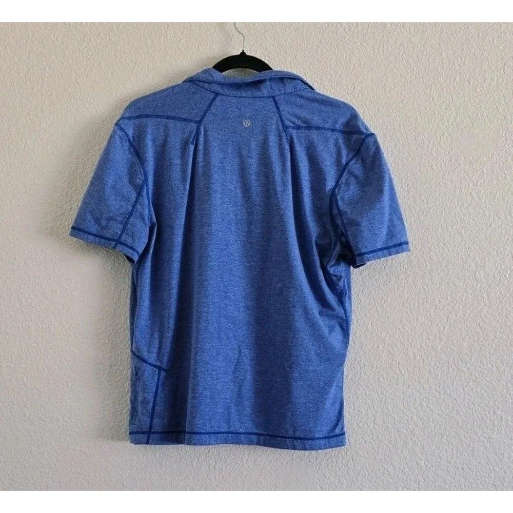 Lululemon Quick Dry Polo Shirt Womens Est. Size 12 Blue Short Sleeve 1/4 Zip Top